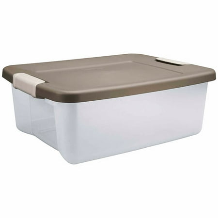Sterilite 19368606 25 Quart Clear Base Shelf Tote