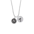thumbnail image 2 of Delight Jewelry Silvertone Antiqued Round Seal - Initial - N - Silvertone Script Initial Disc - F - Charm Necklace, 20"+3", 2 of 4