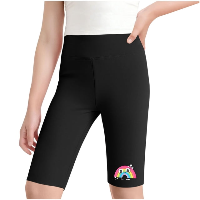 Pantalones cortos de yoga de 5 pulgadas para niñas, pantalones cortos deportivos de cintura alta y finos de verano, leggings ajustados para niñas, pantalones de poliéster para niñas