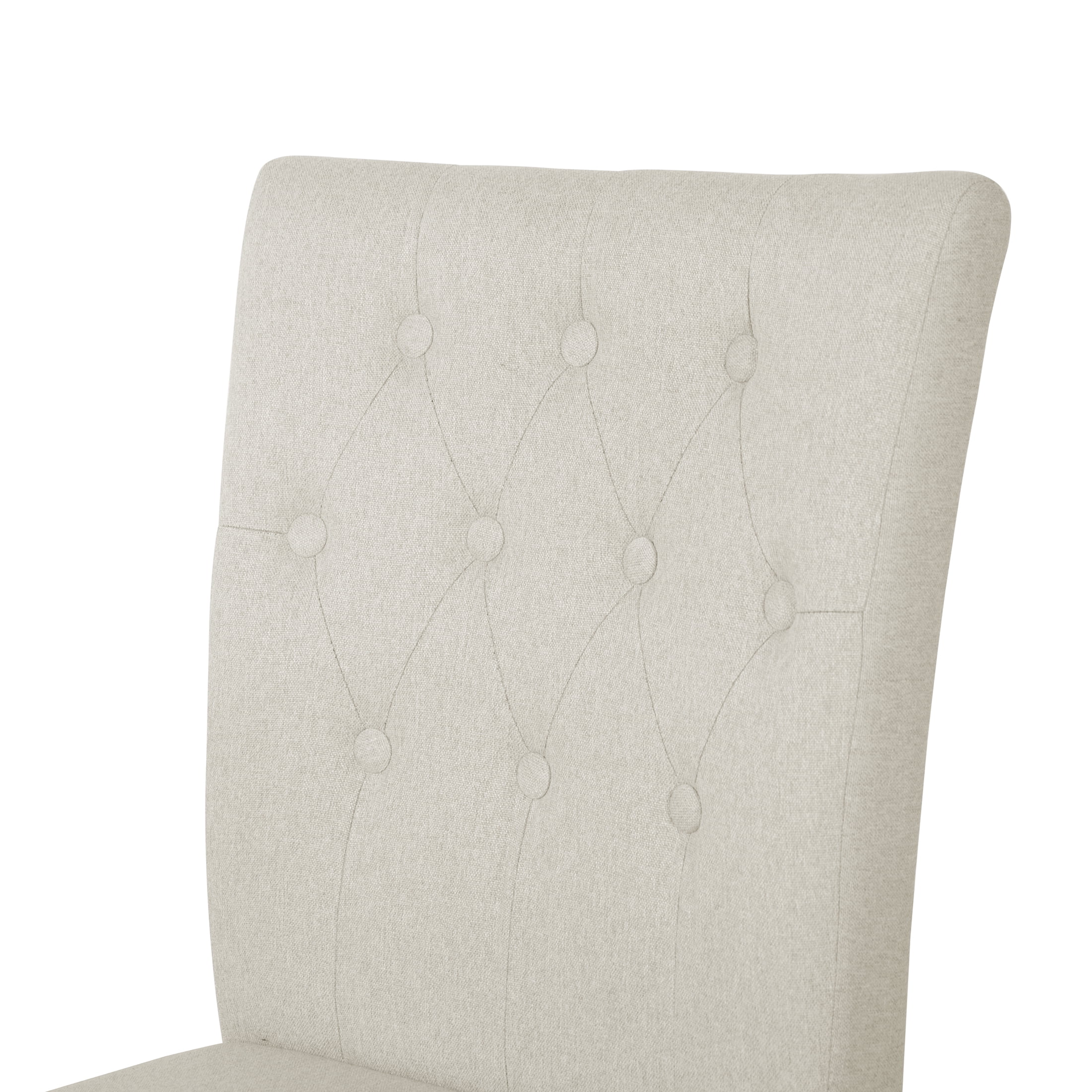 Castle Place Modern Wooden Upholstered Linen Dining Chairs, Beige, Set of 2