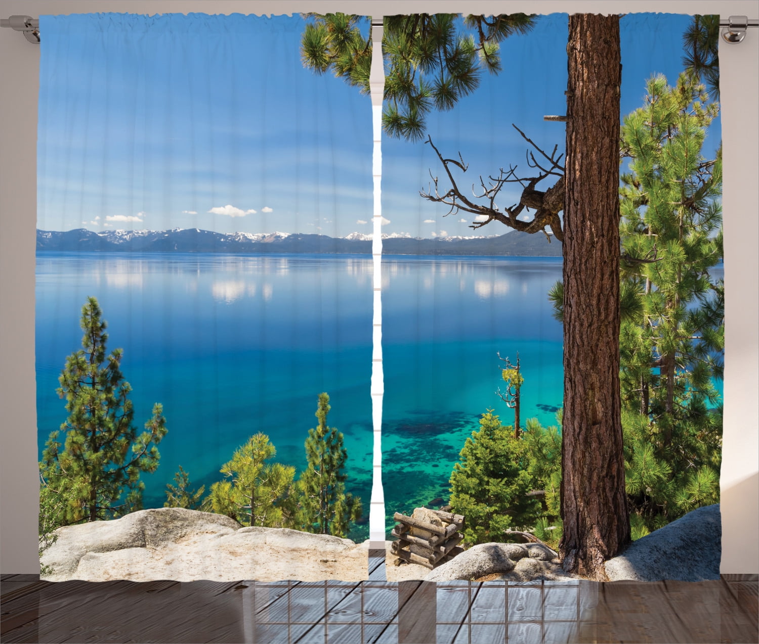 Curtain with Scenery Print Beautiful Moraine Lake Wellmira Ready Made 3D Bedroom 