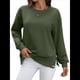 thumbnail image 3 of Sudadera Informal de Cuello Redondo para Mujer, Holgada, Suave y de Larga. Verde S, 3 of 10