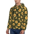 thumbnail image 3 of Kdxio Black Ink Green Plaid Sunflower Print Mens Casual Hooded Collar Drawstring Hoodies Pullover Sweatshirts Casual Long Sleeve Shirts-X-Large, 3 of 7