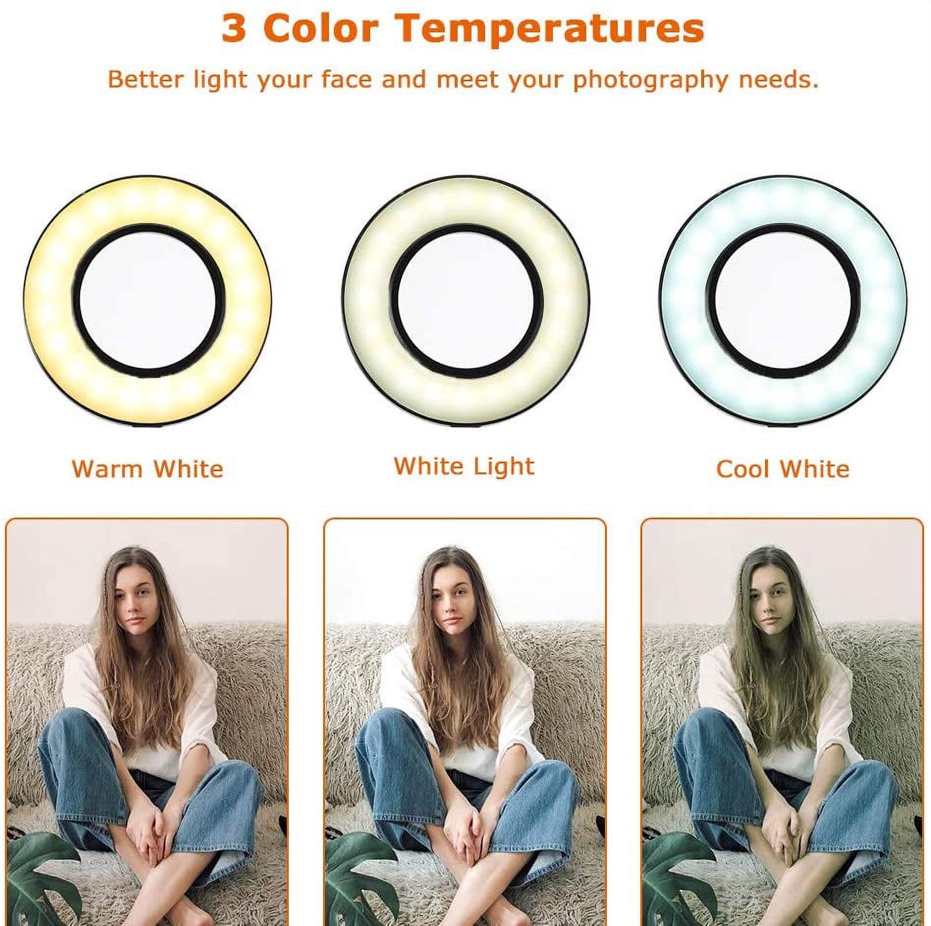 LEDGLE Selfie Ring Light for Live Stream Makeup and YouTube Video Upgraded Ring Light 360° Rotating with Cell Phone Holder Stand 3 Light Modes 10 Level Brightness