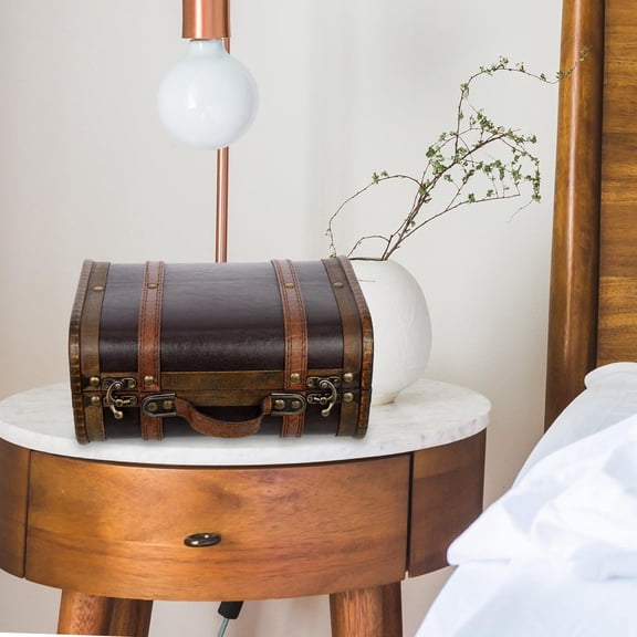 LEORX Wooden Jewelry Storage Box Dark Brown Vintage Design with Sturdy Structure for Sundries