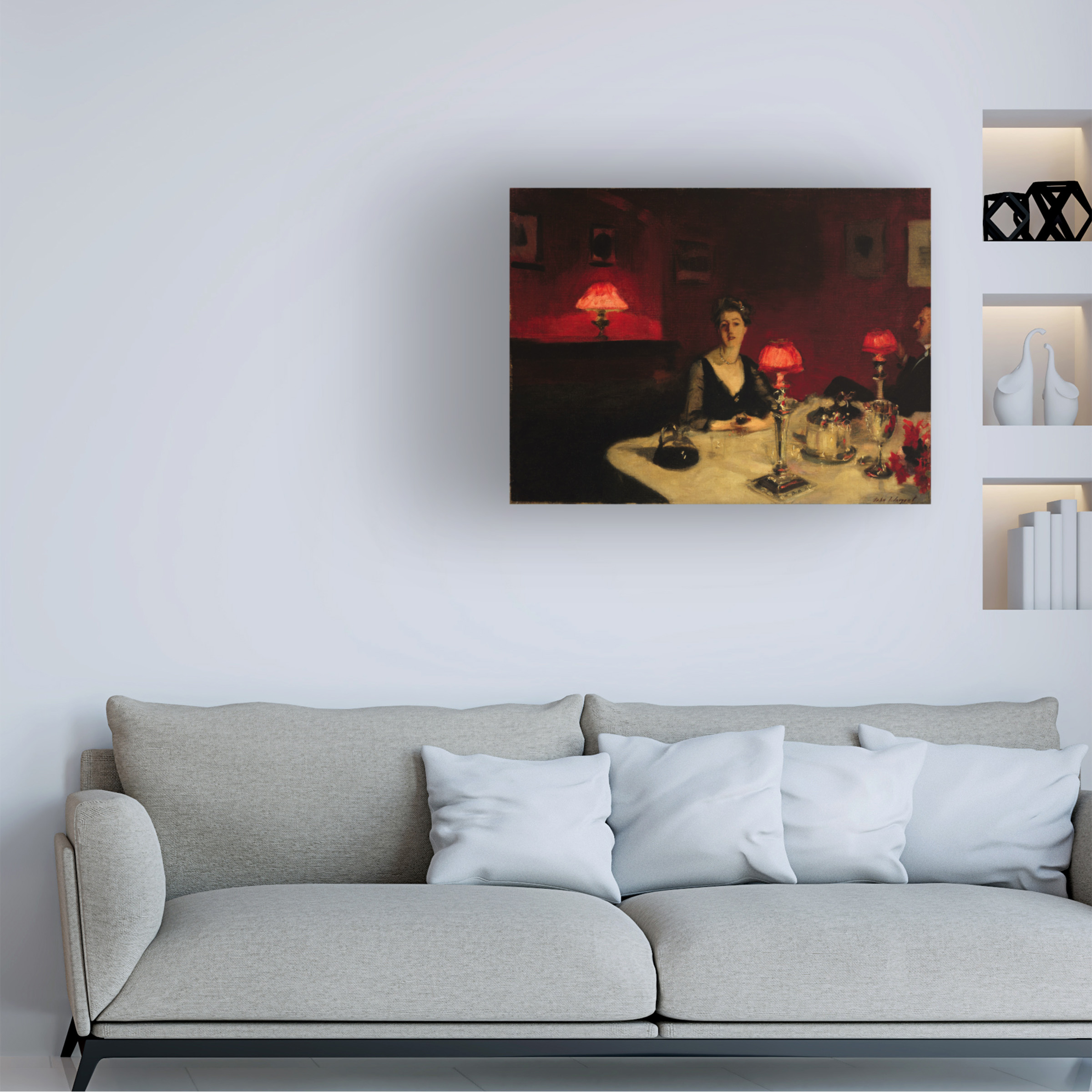 John Singer Sargent 'A Dinner Table At Night' Canvas Art