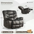 thumbnail image 2 of Bonzy Home XL Power Recliner Chair - 41" Wide Electric Massage Recliner with Heat & USB Charging, Overstuffed PU Leather Reclining Sofa for Living Room, Black, 2 of 8