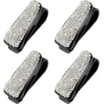 thumbnail image 1 of Soporte para gafas de sol para parasol de coche, 4 unidades, clip para gafas, colgador con brillantes diamantes de imitación, clip para tarjeta/boleto (negro), 1 of 7