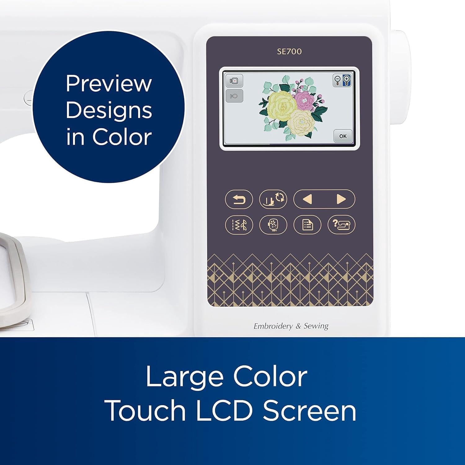 Brother SE700 Sewing and Embroidery Machine, Wireless LAN Connected, 135 Built-in Designs, Computerized, 4" x 4" Hoop Area, 5-Foot Embellishment Pack, Premium Embroidery Thread 6 Spools