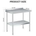 thumbnail image 3 of Kojooin Table de Traiteur en Acier Inoxydable, Table de Travail Commerciale 30 x 24 Po avec Tablette Réglable, 3 of 7