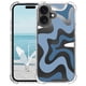 thumbnail image 1 of For iPhone 16 Plus Case Colorful Wave Pattern Printing Soft TPU+PC Phone Cover - Blue / White, 1 of 5