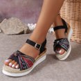 thumbnail image 4 of Mostsola Womens Sandals Peep Toe Wedge Espadrilles Casual Summer Beach Shoes Ankle Strap Heels, 4 of 8