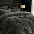 thumbnail image 3 of PHF Truly Velvet Duvet Cover Set Queen Size, 3 Pieces Luxury Ultra Soft Comforter Cover Set, Warm Flannel Duvet Cover with 2 Pillow Shams Bedding Collection, 90"x90", Grey (No Insert), 3 of 7