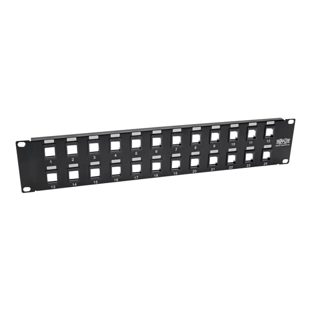 Tripp Lite 24-Port 2U Rack-Mount Unshielded Blank Keystone/Multimedia Patch Panel, RJ45 Ethernet, USB, HDMI, Cat5e/6 - Panneau Patch - Noir - 2U - 19 Pouces - 24 ports