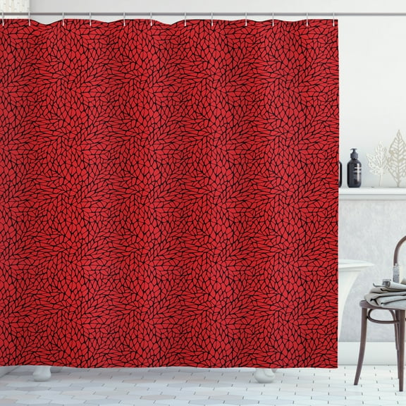 Ambesonne Abstract Shower Curtain, Abstract Grid of Shapes, 69"Wx75"L, Black Red