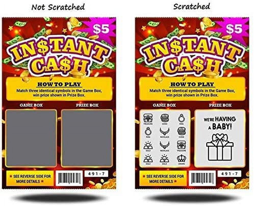 5 Pack - Pregnancy Announcement Lottery Scratch-Off Tickets, Surprise Pregnancy Reveal Idea, 4x6" Authentic Looking, Great for Baby Announcements, Perfect for Pregnancy Announcement