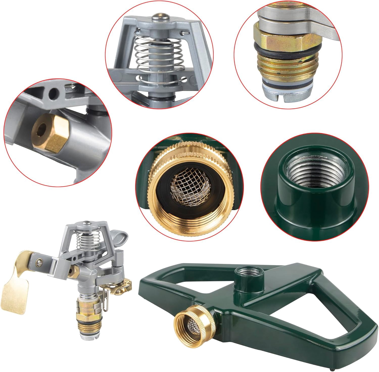 Sprinklers for Yard with Metal Base, Heavy Duty 360 Degree Rotating, Adjustable Zinc Alloy Sprinkler Yard, Garden, Lawn and Large Areas