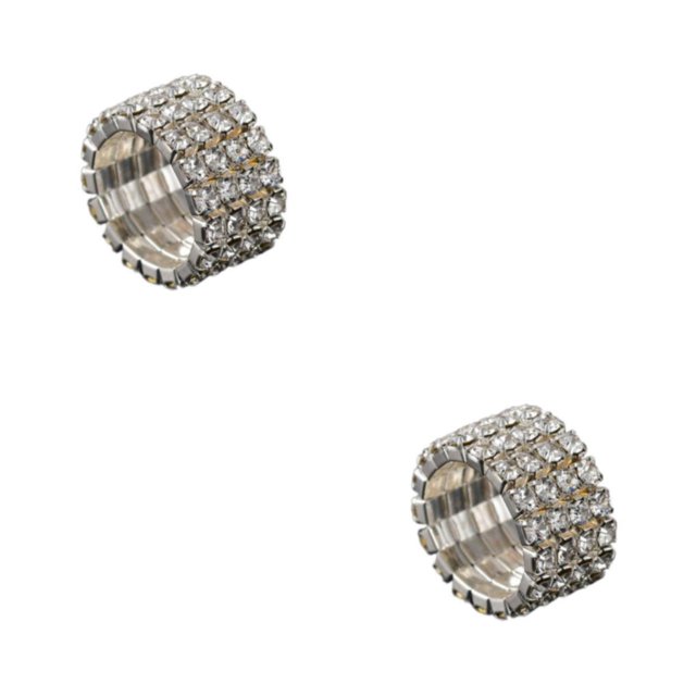 Guardoinrt Bague Incrustée Exquise en Alliage Durable avec Diamants Scintillants pour une Sensation Luxueuse Argent 4 Rangées 2Set