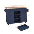 thumbnail image 4 of HLR 51.7" W Rolling Kitchen Island On Wheels, Cart With Drop Leaf Countertop with Storage, Blue, 4 of 8
