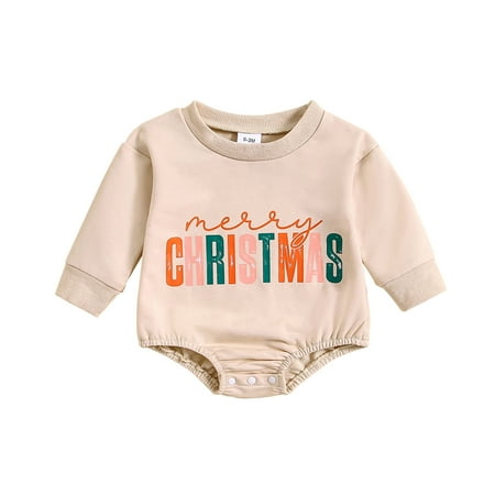 

Boys Girls Christmas Long Sleeve Letter Prints Pullover Romper Sweatshirt Bodysuits Baby Clothes Unisex Gender Neutral Baby Items My First Halloween Baby Outfit