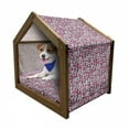 thumbnail image 1 of Cat Pet House, Kawaii Doodle Cats Pattern Smiling Winking Cheering Mascots Humorous Funny, Outdoor & Indoor Portable Dog Kennel with Pillow and Cover, 5 Sizes, Pink Tan Lilac, by Ambesonne, 1 of 5
