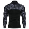 thumbnail image 1 of Hombres Fitness al aire libre Camuflaje Manga larga Cremallera Bolsillo Elástico Camiseta Tops Pompotops oipoqjl7581, 1 of 4