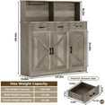 thumbnail image 2 of M optimized Buffet Cabinet with Microwave Stand, Barn Doors Sideboard Storage Cabinet with Drawers and Shelves for Kitchen, Living Room, 2 of 7