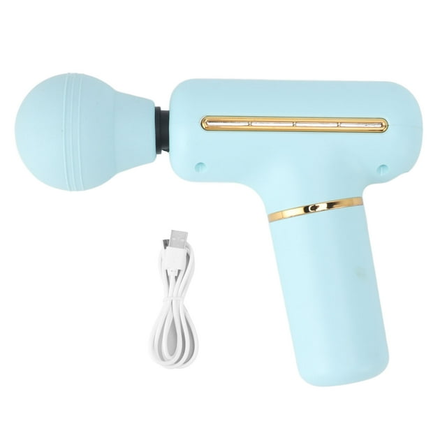 Pistola de masaje portátil de bajo ruido, ABS y silicona, 1200 mAh, 5 V, color azul, para hombres, mujeres y estudiantes