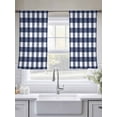 thumbnail image 6 of Navy Blue Check Semi Sheer Curtains 45 Inch Length 2 Panels Set, Farmhouse Buffalo Plaid Blue Sheer Kitchen Curtain Privacy Voile Window Curtain for Living Room Bedroom Rod Pocket Drapes, 6 of 7