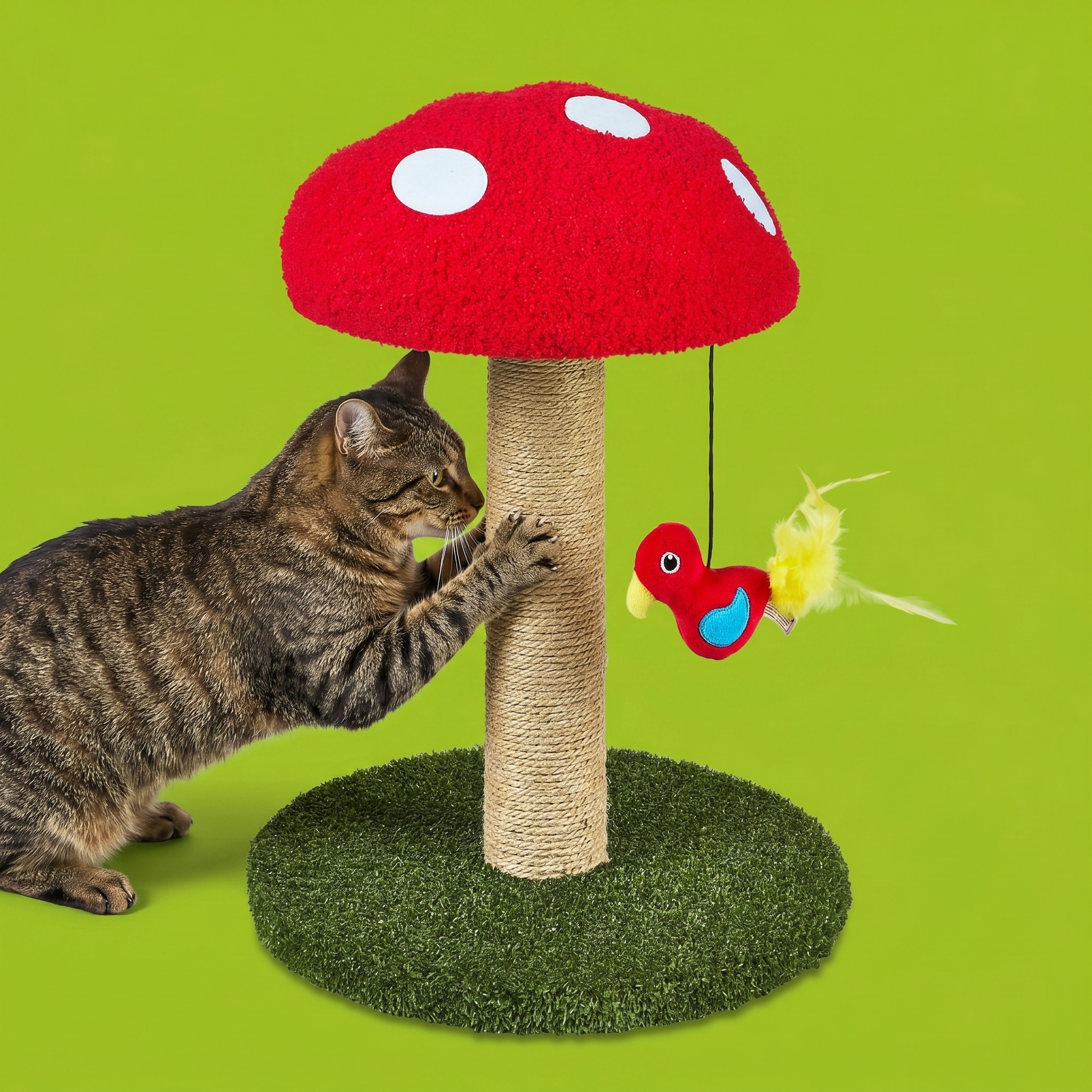 Vibrant Life Mushroom Cat Scratching Post, Multicolor, 17.32" photo 2