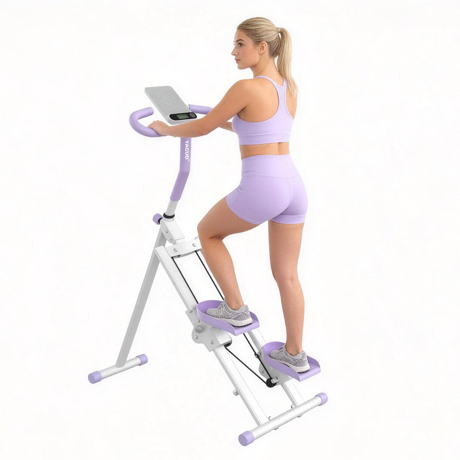 Stair Stepper with 6-Level Adjustable Handrails, 330lb Weight Capacity Stair Climber for Full-Body Exercise, Compact Foldable Step Machines for Home Workouts & Small Spaces, Purple