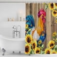 thumbnail image 3 of Farmhouse Rooster Shower Curtain, Waterproof Shower Curtains for Bathroom, Retro Botanical Sunflower Floral Wood Washable Fabric Bathtub Curtain Set Bath Decor with 12 Hooks Standard 72"x72", 3 of 8