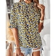 thumbnail image 5 of FreshPretty Women's Summer Boho Shirt Top Ruffle Short Sleeve Frill Trim Mock Neck Floral Solid Casual Blouses Shirts Tops, 5 of 7