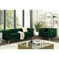 thumbnail image 2 of Inspired Home Sania Velvet Club Chair- Tufted Nailhead Trim Gold Legs, Hunter Green, 2 of 9