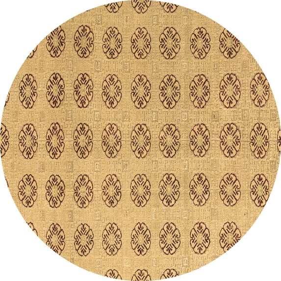 Ahgly Company Indoor Round Abstract Brown Modern Area Rugs, 3' Round