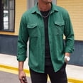 thumbnail image 2 of Wrtxtat Men's Jacquard Shirt Relaxed Fit Button Down Long Sleeve Lapel Shirts Casual Solid Color Fall Spring Active Streetwear Shirt Green#03 L, 2 of 5