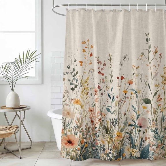 Vintage Botanical Waterproof Fabric Shower Curtain,Spring Floral Summer Botanical Rustic Waterproof Fabric Shower Curtain for Bathroom Curtains Bathtubs Shower Curtains with 12 Hooks Standard 60x72