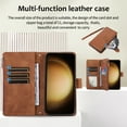 thumbnail image 3 of Allytech Samsung Galaxy S23 Wallet Case, Luxury PU Leather Stand Magnetic Clasp Cover with Wristlet & Shoulder Strap & Card Slots, Zipper Pocket Shockproof Anti-Fall Protective Case, Brown, 3 of 9