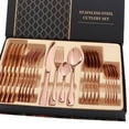 thumbnail image 4 of Flatware Flatware Set Stainless Steel Glossy 24 Pieces Steak Knife Fork Spoon Set for Restaurant, 4 of 5
