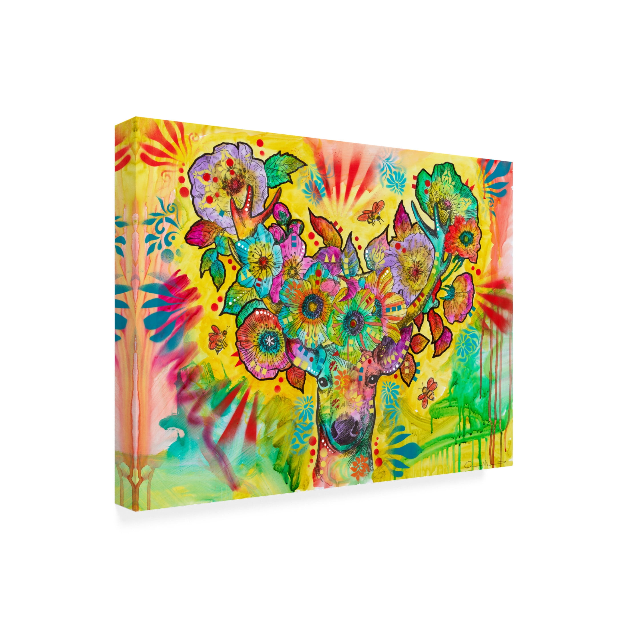 Canvas Wall Art - Dean Russo 'Flower Buck' Wall Art for Living Room, Bedroom, or Office Décor by Trademark Fine Art - 24 x 18 Inches