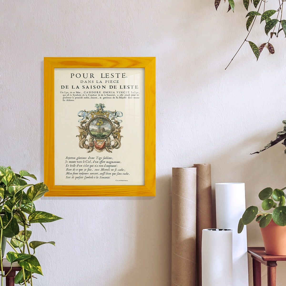 Printed Embellished Bookplate VI - Framed Print w/glass - Sunflower Yellow