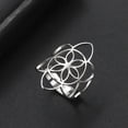 thumbnail image 2 of EOEMY Flower Of Life Stainless Steel Ring Women Adjustable Finger Ring Jewelry Gift, 2 of 9