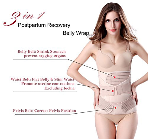 Vathery 3 in 1 Postpartum Belt Support Elasticity Belly Girdle Slimming Waist Pelvis Recovery Band