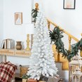 thumbnail image 2 of HOMCOM Snow Flocked Pencil Christmas Tree with Realistic Branch Tips White, 2 of 10