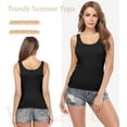 thumbnail image 3 of Vaslanda 3 Packs Vaslanda Summer Women's Slim-Fit Tank Tops with Built in Bra Scoop Neck Casual Sleeveless Shirts, 3 of 6