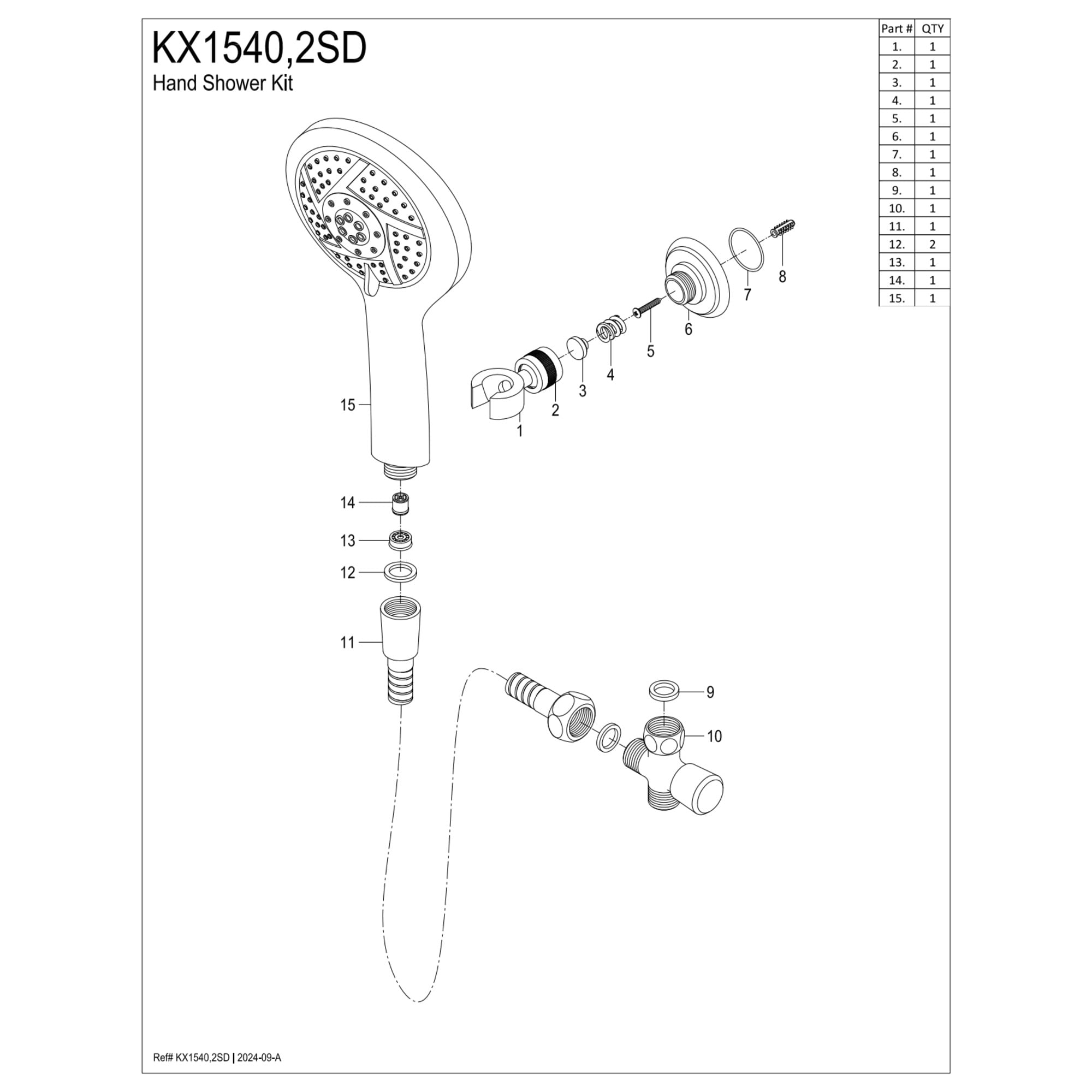 Kingston Brass KX1542SD Vilbosch Multi-Function Hand Shower Kit, Polished Brass