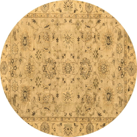 Ahgly Company Indoor Round Abstract Brown Modern Area Rugs, 8' Round