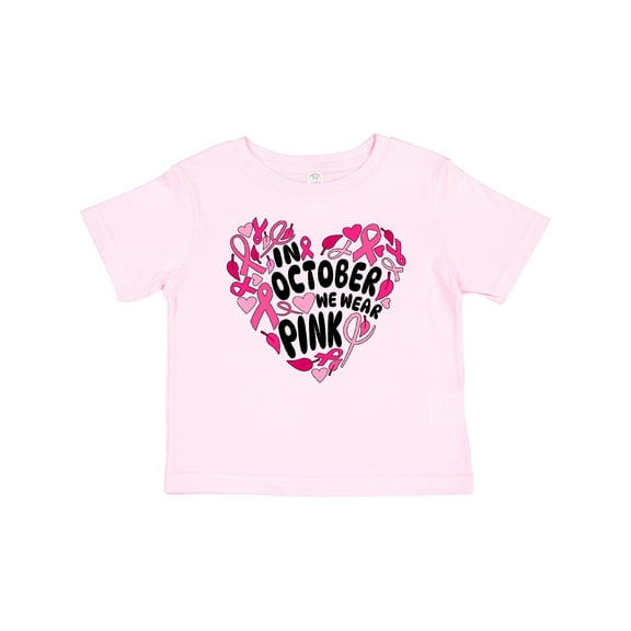 Inktastic In October We Wear Pink Breast Cancer Awareness Heart Boys or Girls Baby T-Shirt