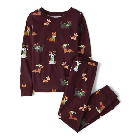 The Children's Place Kids Unisex Matching Family Holiday Dog Snug Fit Cotton Pajamas, Sizes 4-16