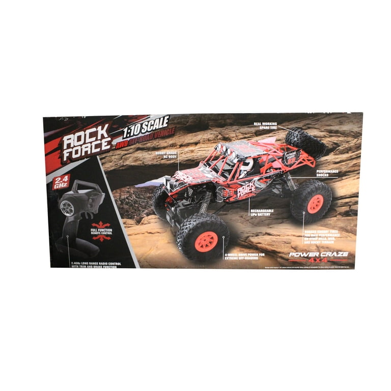 Power Craze Rock Force 4x4 RC AWD Off-Road Vehicle 1:10 Scale Red